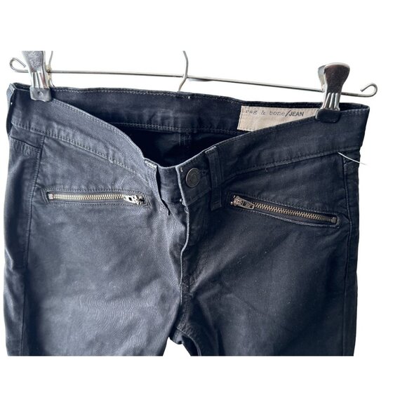 Rag & Bone/Jean Black Skinny Jeans With Front Zipper Pockets - Picture 2 of 3